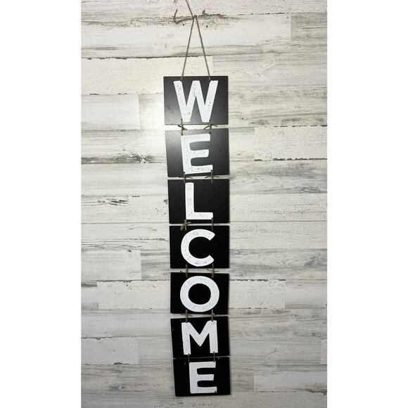 Farmhouse “Welcome” Sign Wood tied w/ String 49" x 7.5" - Picture 1 of 3